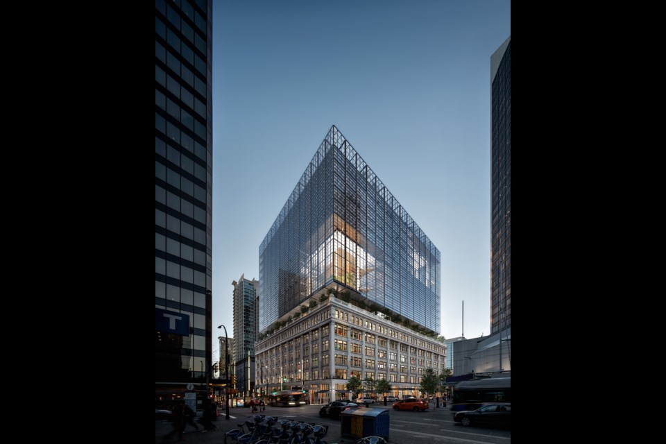 The renderings show the vision for the Bay Building in downtown Vancouver.