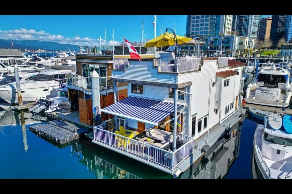 One of two adorable float homes currently listed for sale in Vancouver is currently moored in Coal Harbour.