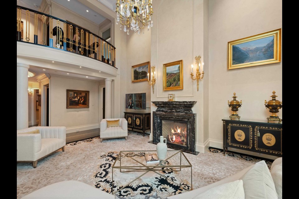 The home takes up part of the bottom two floors of the tower and has its own three-car garage underground.