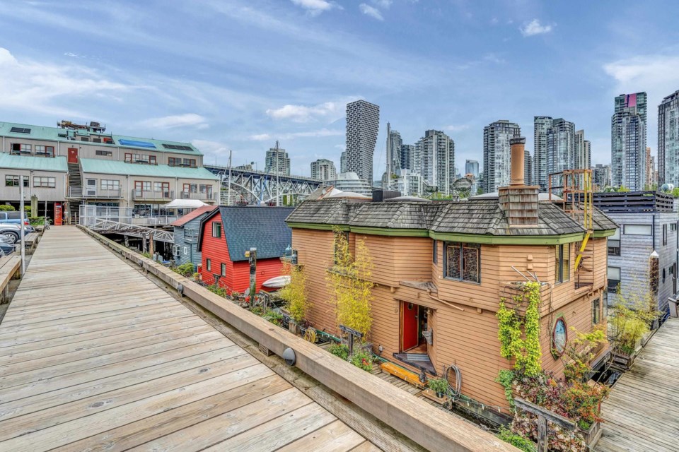 The stunning home is anchored off of Granville Island.