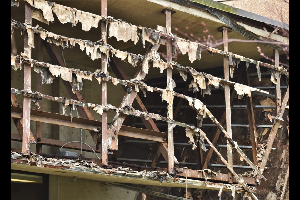 A large piece of the front of the aging Vancouver Aquatic Centre fell off.