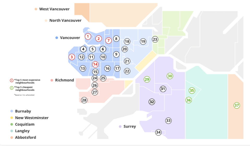 Metro 鶹ýӳrent prices are the highest in Canada but some neighbourhoods offer lower prices, including areas in Surrey and Langley.