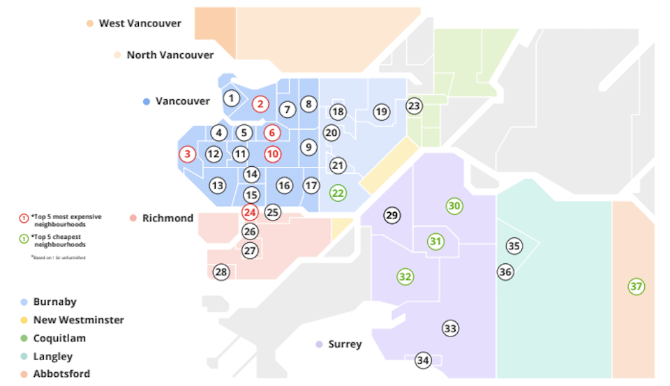 Liv.rent has issued a report for the cheapest Metro 鶹ýӳrent options in the Lower Mainland in cities like Surrey, Burnaby, Richmond, and Abbotsford.
