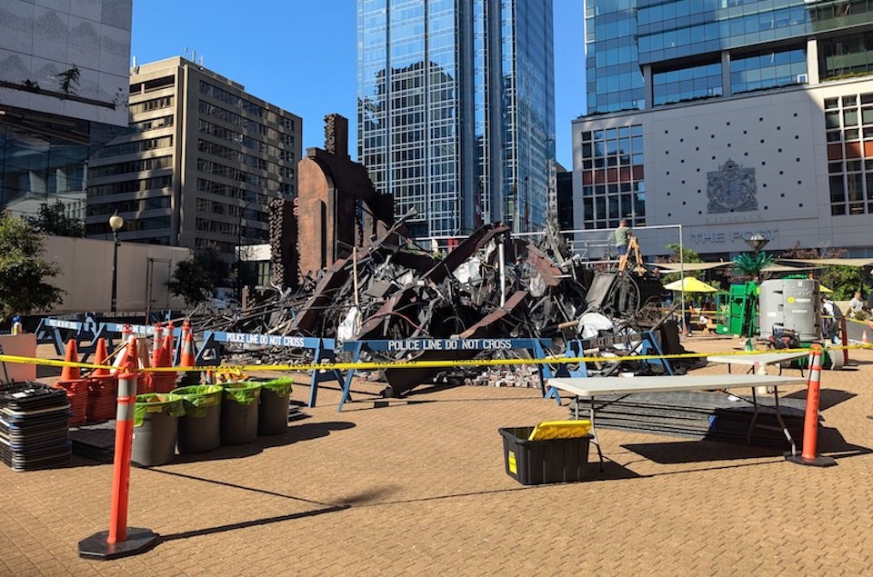 An Apple TV+ plus show called "Firebug" was filming at the Vancouver Public Libary's (VPL) central location on Wednesday, July 17, 2024, and will continue.