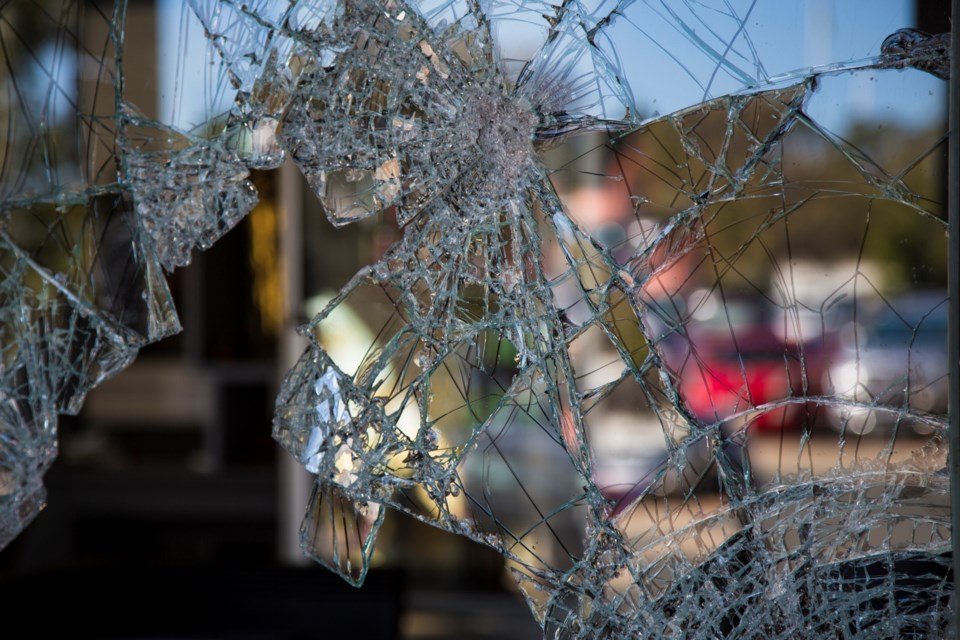 Broken car window stock