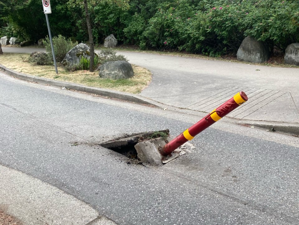 central-valley-greenway-knocked-down-bike-pole-bollard-vancouver