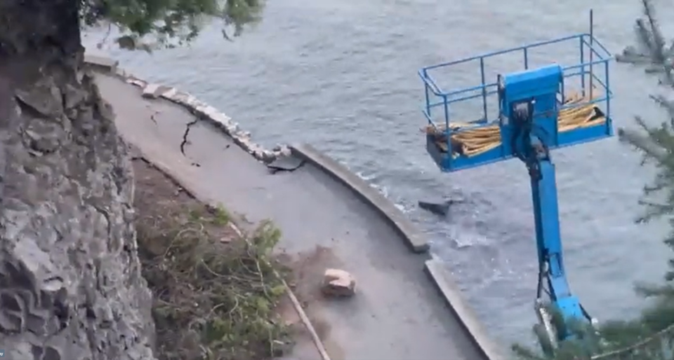 Damaged seawall
