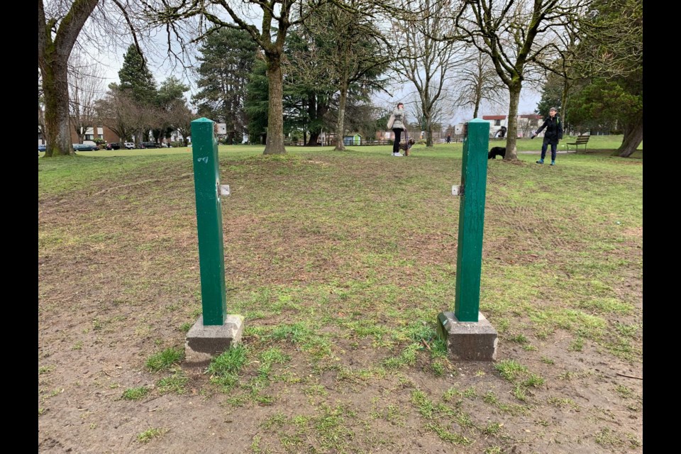 The two signposts still stand where the Dude Chilling Park sign was. 