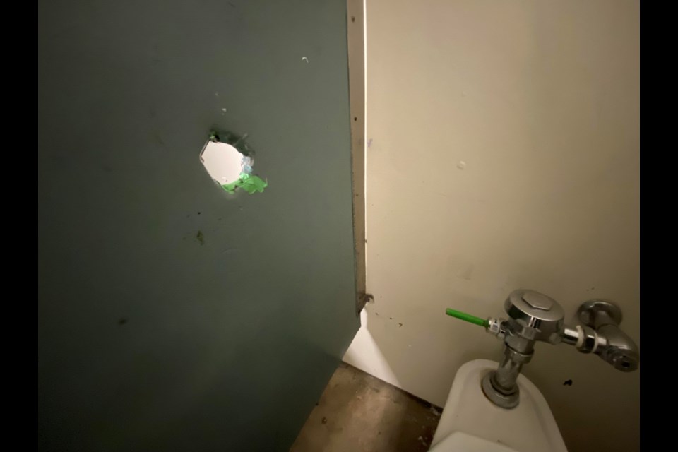 Last week a photo of what appears to be a glory hole cut into a bathroom stall in Vancouver's Strathcona Park surfaced on social media. 