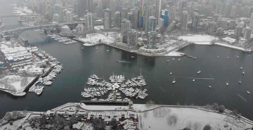 Vancouver Valentine's Day snow storm  - drone - Dimitri Alexander YouTube