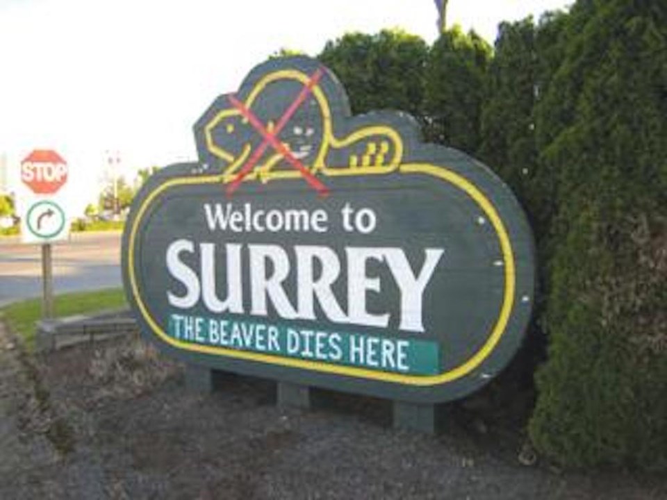 welcome-to-surrey-sign-defaced