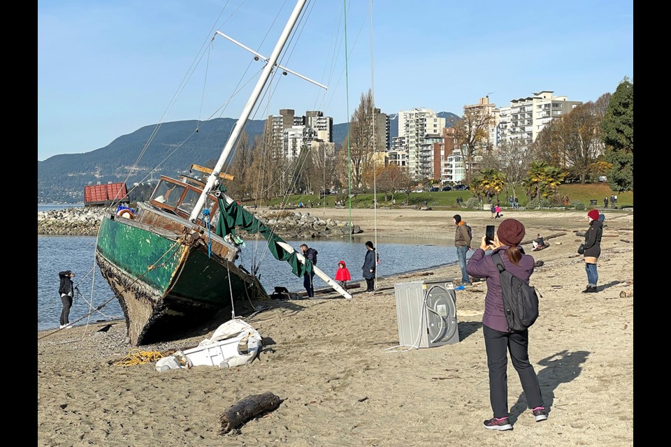An abandoned sailboat near Sunset Beach in Vancouver