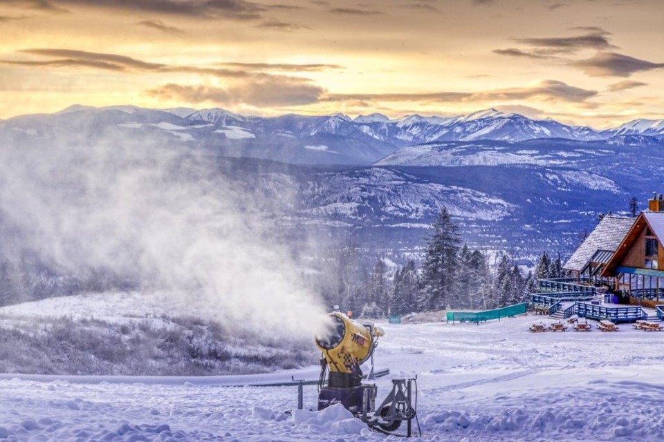 A snow maker at the ski hill at the Fairmont Hot Springs Resort