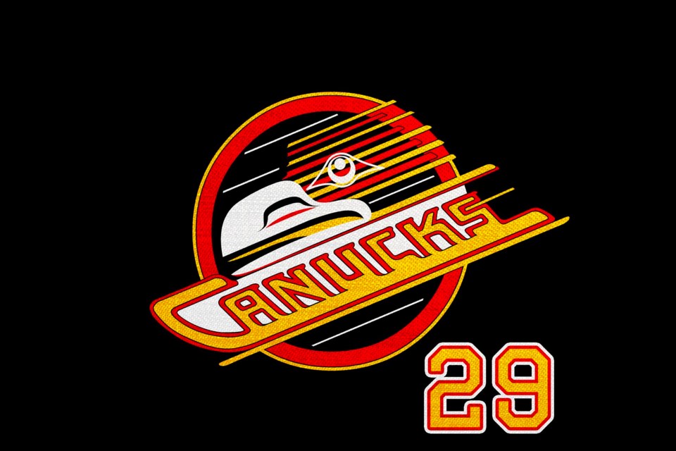 Gino Odjick Canucks skate logo tribute