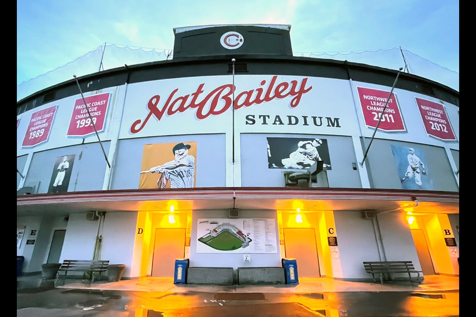 Nat Bailey Stadium's outer signage before Rogers Communications gained the naming rights and called it Rogers Field at Nat Bailey Stadium
