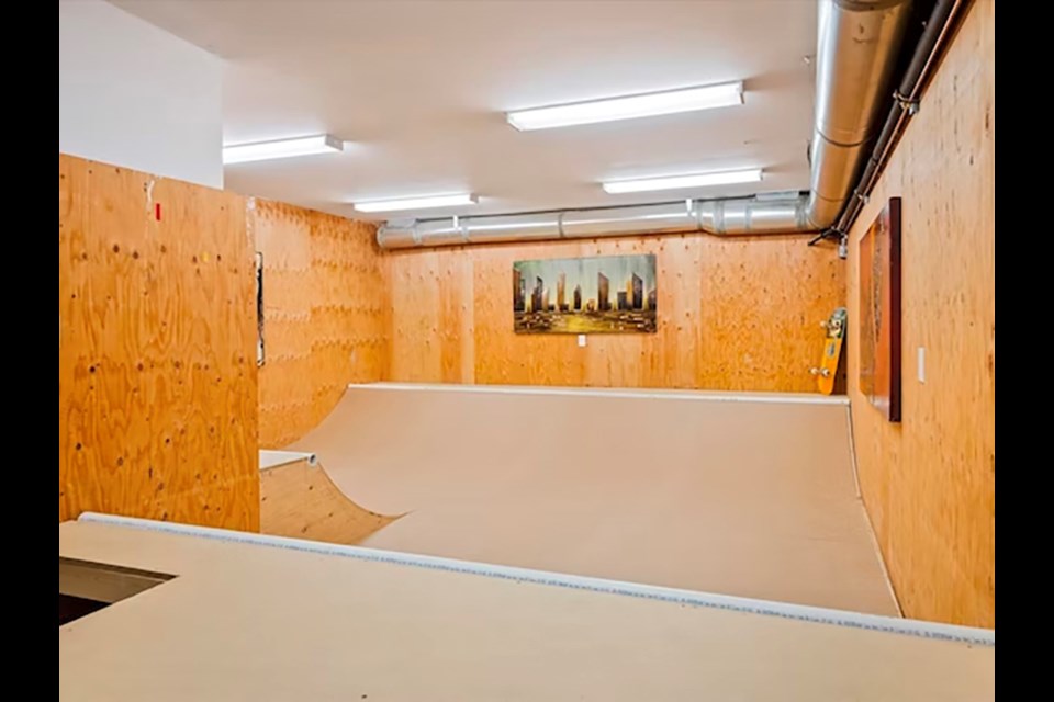 Your own private mini ramp inside your new Squamish home. The house is currently for sale. 