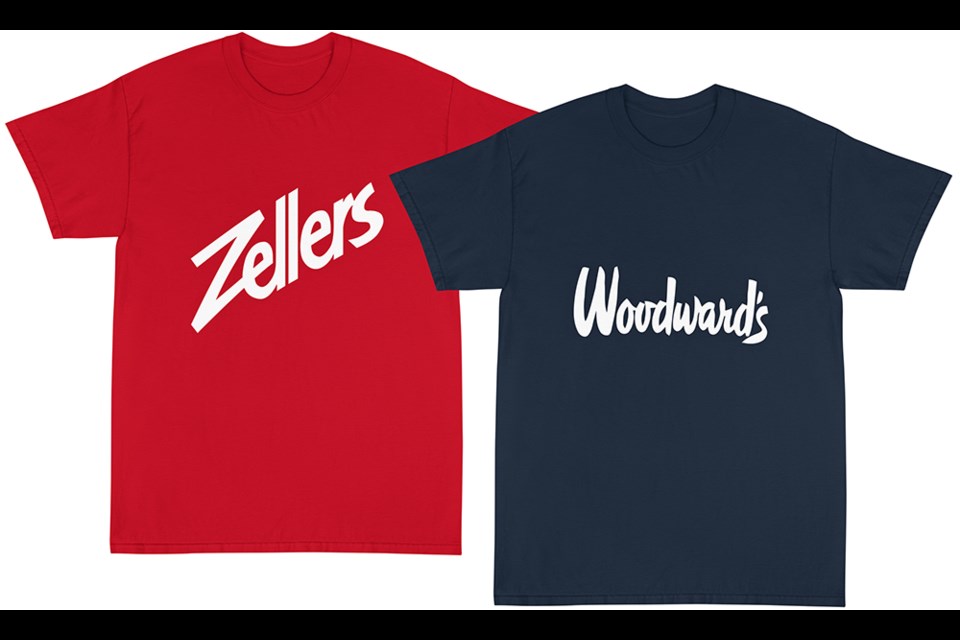 Zellers and Woodward's t-shirts available exclusively from our online store