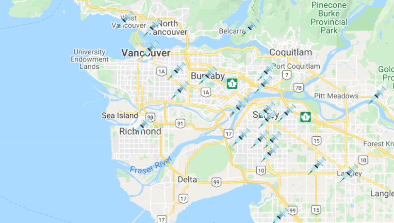 Vaccine clinic map