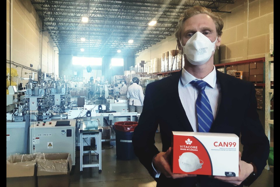 Burnaby’s Vitacore Industries Inc. was the first Canadian company to receive Health Canada authorization to produce N95-equivalent respirators on home soil. Glacier Media file photo