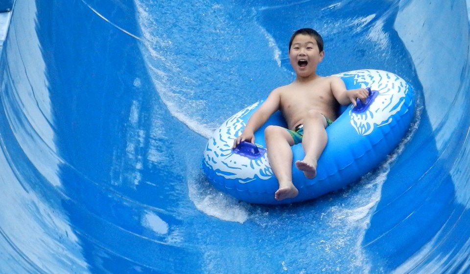 cultus-lake-water-park-boy-sliding