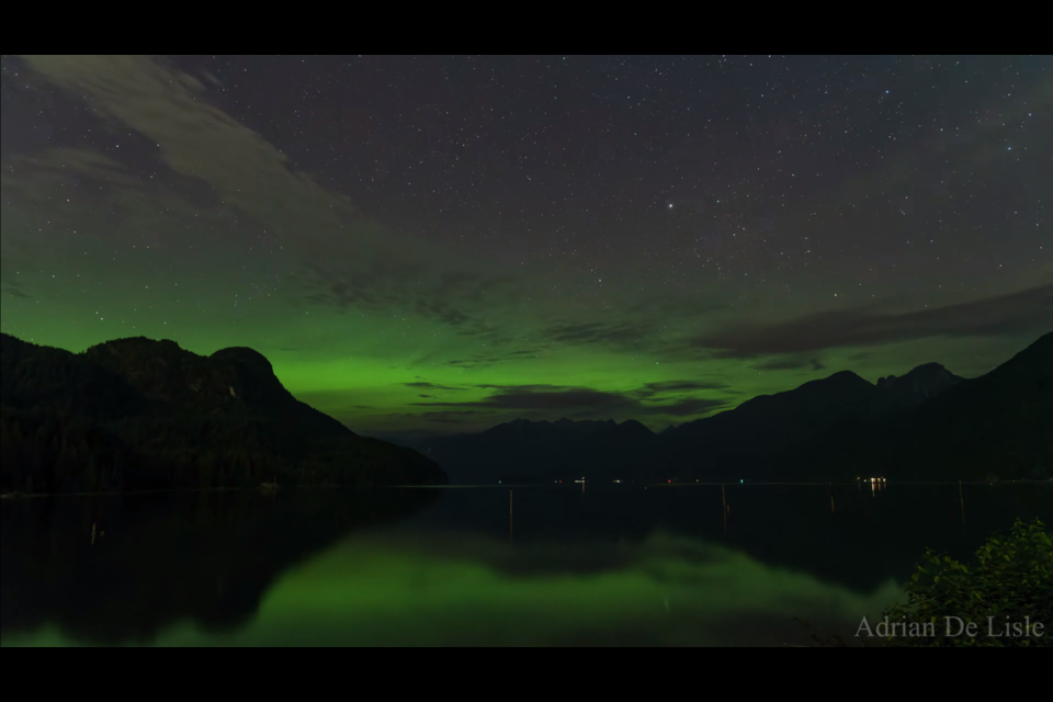 Adrian De Lisle caught a timelapse video of the northern lights above Pitt Lake in Metro Vancouver.