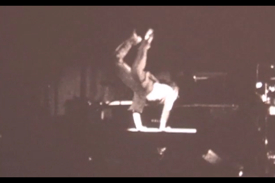 Elton John leaps while performing in Vancouver in 1971.