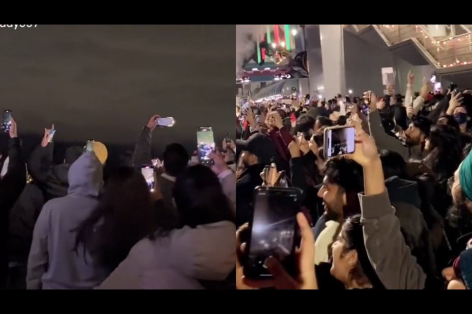 Hundreds, if not more, gathered at the 鶹ýӳConvention Centre and Jack Poole Plaza to watch the New Year's Eve fireworks which had been cancelled in early December.