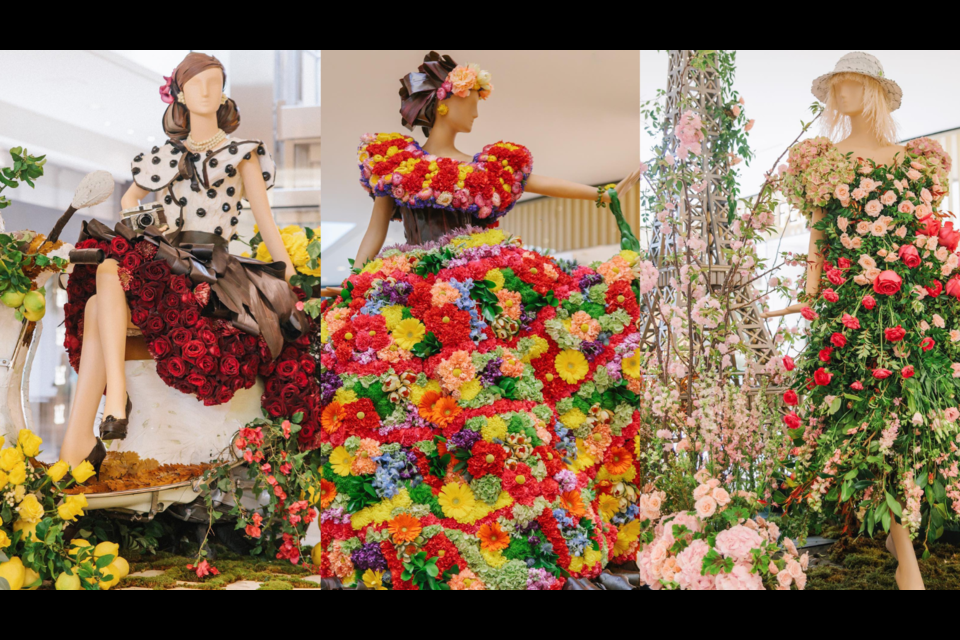 Some of the displays at a recent Fleurs de Villes Voyage event in California. A Voyage is coming to Vancouver's VanDusen Gardens this spring.