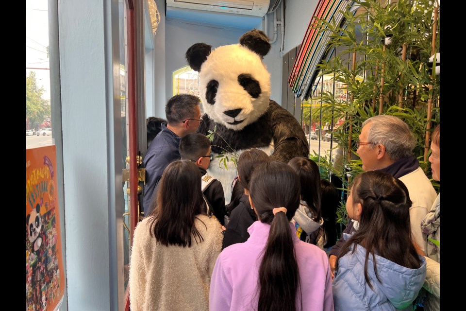 An animatronic panda family has been placed in the Jack Chow Building in Vancouver's Chinatown. The building is famous for being very skinny.