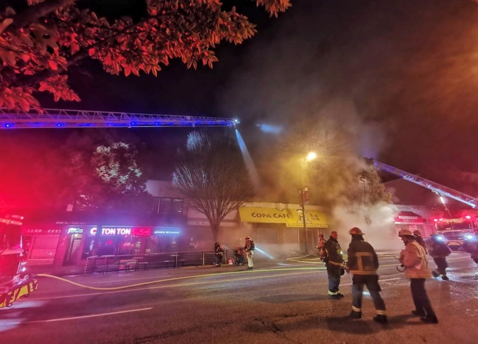 cambie street early morning fire copa cafe vancouver