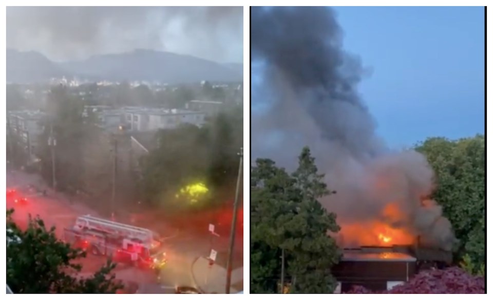 Firefighters battled a blaze in East Vancouver overnight Thursday, July 27. 