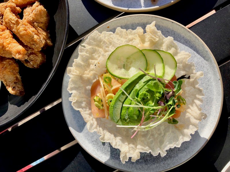 Shoyu Albacore Bowl and Salt & Pepper Chicken Wings at 1909 Kitchen at the Tofino Resort + Marina 