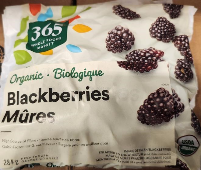 The 365 Whole Foods Market brand organic frozen blackberries were sold in B.C. and Ontario and have been recalled due to possible Listeria contamination.