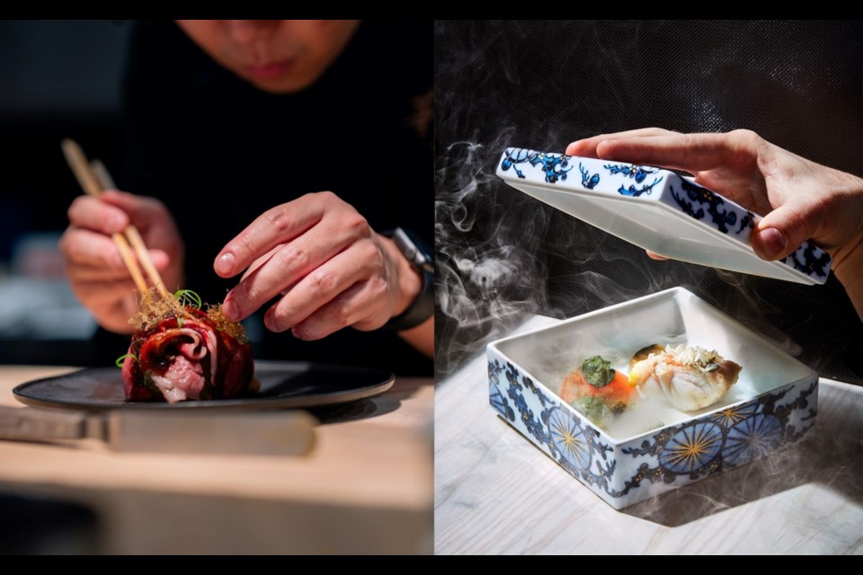Aburi Hana in Toronto offers a seasonally-guided (kaiseki) Japanese fine dining experience. Aburi Restaurants Canada will open a sibling location in Vancouver in the Alberni by Kengo Kuma building