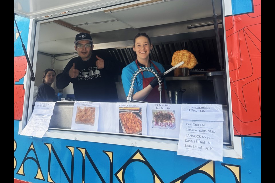 Big City Bannock's Ricki Tilley, Jordan Midgley, and Hannah Yamelst working at the new food truck.