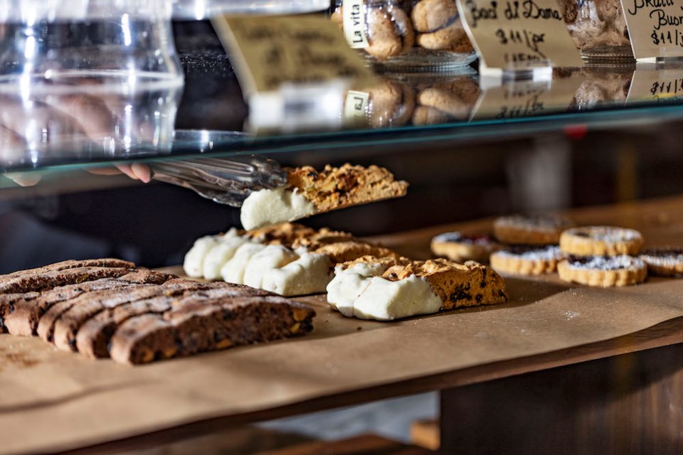 Italian pastries, like biscotti, are on the menu at the second downtown Vancouver location of Italian coffee spot Giovane Caffè 