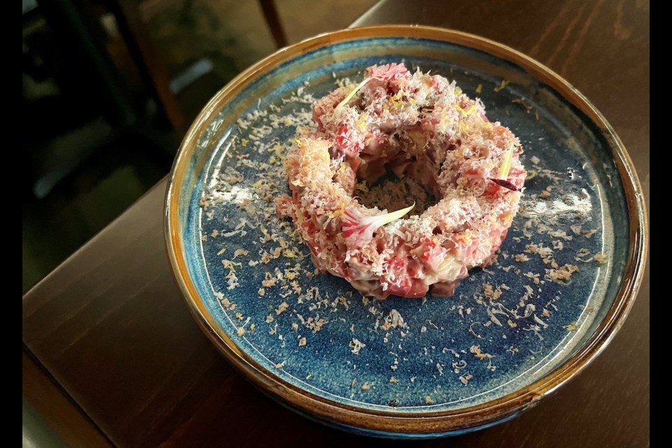 Black Walnut is a new restaurant located on Cambie Street in Vancouver. Dishes include a vegetarian play on beef tartare, made with charred radish
