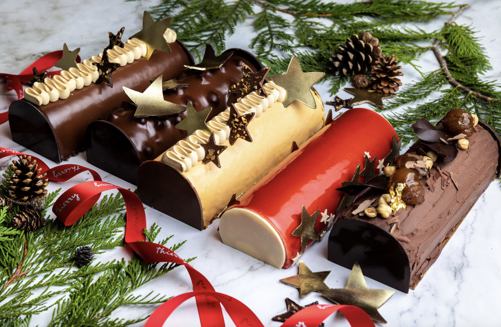 Chocolate Yule Log (Christmas Roll) with Chocolate Rocher Glaze