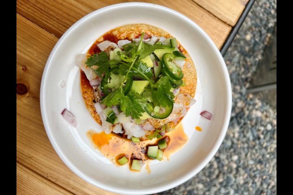 Chupito, the hidden back alley patio cocktail bar behind La Taqueria on Hastings Street, has refreshed its menu this summer. One standout dish is this fish tostada. 