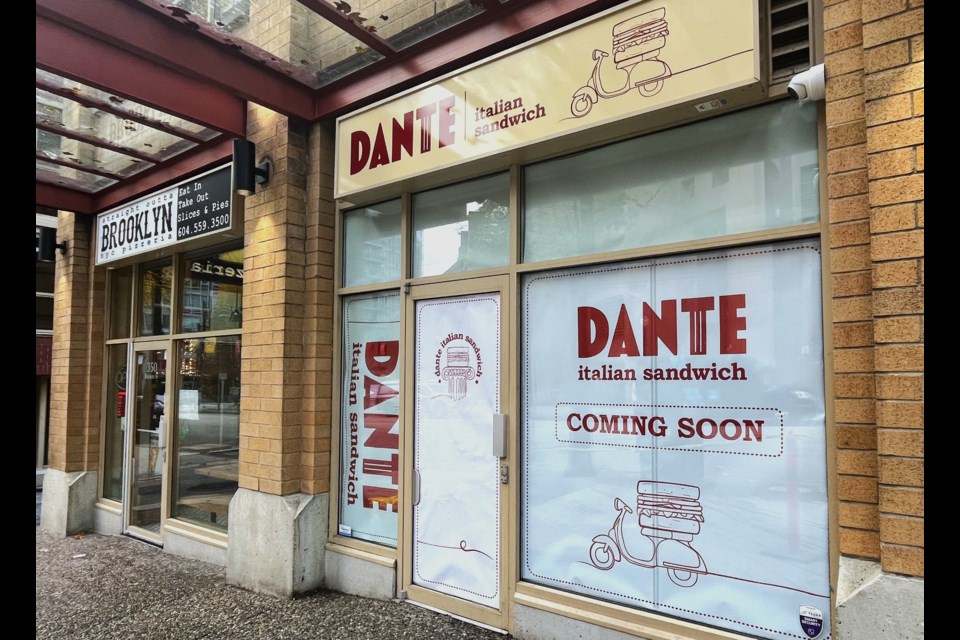Dante Italian Sandwiches is coming soon to Robson Street in downtown Vancouver.