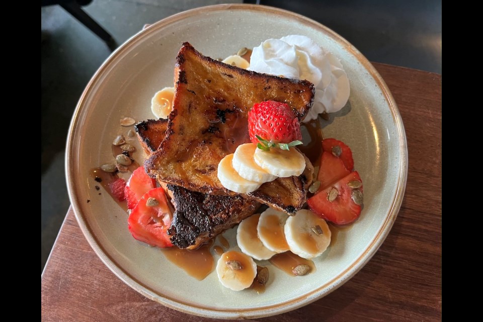 French Toast is a brunch classic. At Vancouver's El Camino's, the dish is made with cinnamon, and is served with whipped cream, fruit, toasted pumpkin seeds, and a tequila caramel sauce.