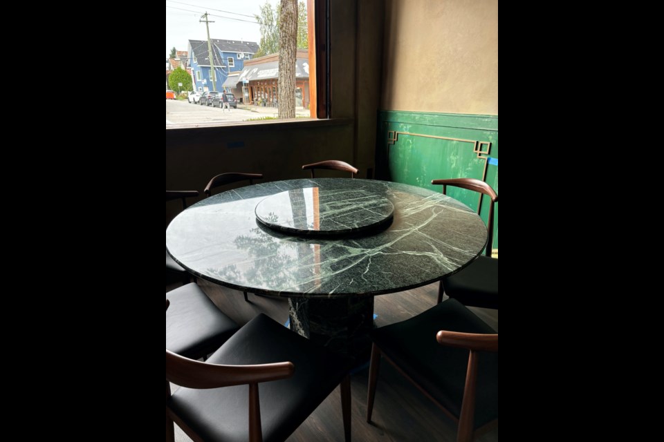 There is a large table with a lazy Susan for bigger groups, but the overall idea for the restaurant is to extend the opportunity for smaller groups to experience family-style Chinese dining