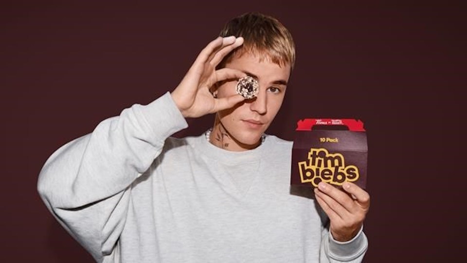 The Tim Hortons and Justin Beiber "Timbiebs" flavours include Chocolate White Fudge, Sour Cream Chocolate Chip, and Birthday Cake Waffle and in 2021.
