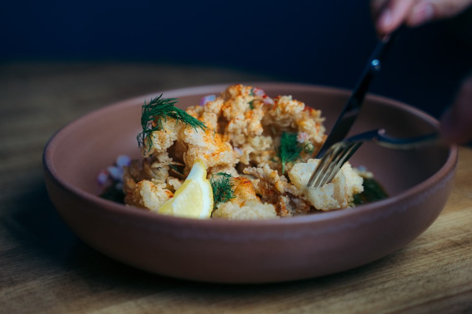 Calamari is one of the Mediterranean appetizers on the menu at Med Grill & Bar, opening April 24, 2023 in Vancouver's Davie Village