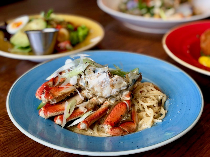 Crab and Prawn Spaghetti from the Crab Fest menu at Qualicum Beach Cafe