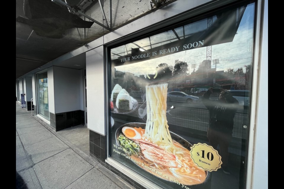 The exterior of Ramen One, under renovation at 433 W Broadway in a former Subway franchise, as seen on Nov 1, 2023