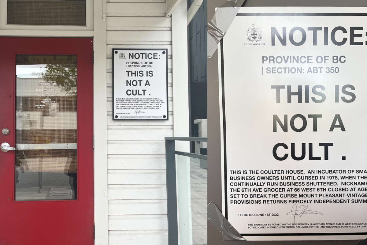 Un cartel robado de un restaurante en Vancouver ha sido subastado con fines benéficos