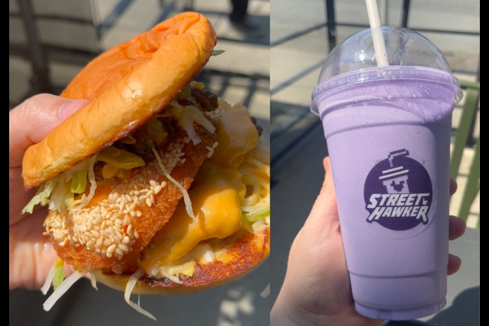 You'll find Southeast Asian-inspired smashburgers, fried chicken sandwiches, "Dirty" fries, and creamy shakes at Street Hawker in Mount Pleasant