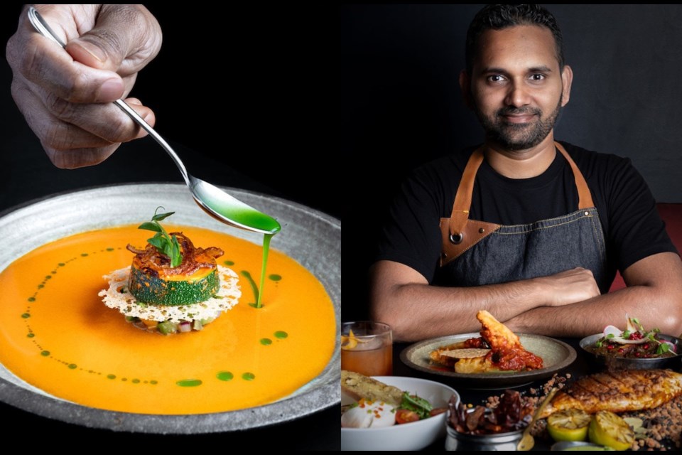 Sula, a popular Indian restaurant in 鶹ýӳwith locations on Main Street and Commercial Drive, will open its third outpost in January 2024 in the West End. Executive Chef Balvant "Bal" Ajagaonkar (right) leads the culinary team for Sula Davie Street