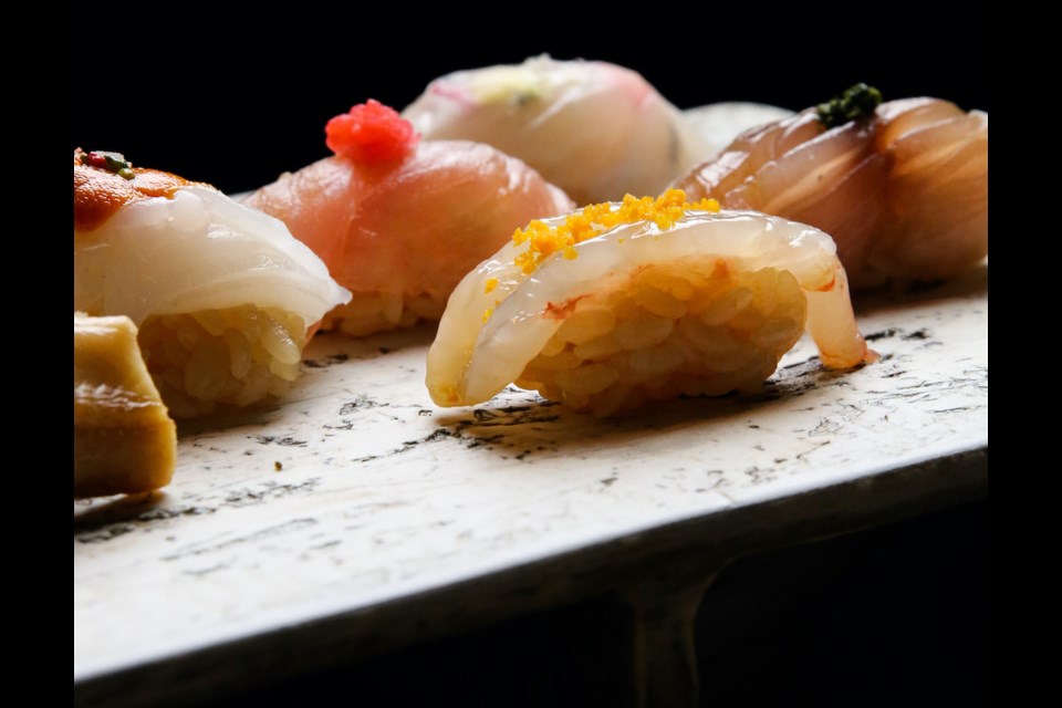 Sushi Mahana, which opened in January 2023, offers kyushu-style sushi, served omakase (chef's choice) style in a modern setting with traditional touches